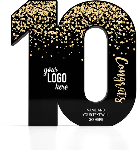Miniatura 7 de Baudville Trofeo acrílico negro a todo color - Premio al servicio al empleado - Premio para empleados - Impresión personalizada de hasta tres líneas