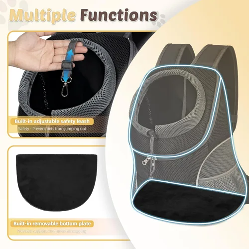 Miniatura 2 de WOYYHO Mochila transportadora para perros pequeños, mochila frontal ventilada para perros con bolsillos de almacenamiento, correas ajustables