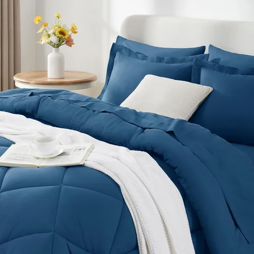 Miniatura 330 de CozyLux Juego de edredón tamaño King, color naranja quemado, toda la ropa de cama en una sola bolsa, 7 piezas: edredón, fundas de almohada