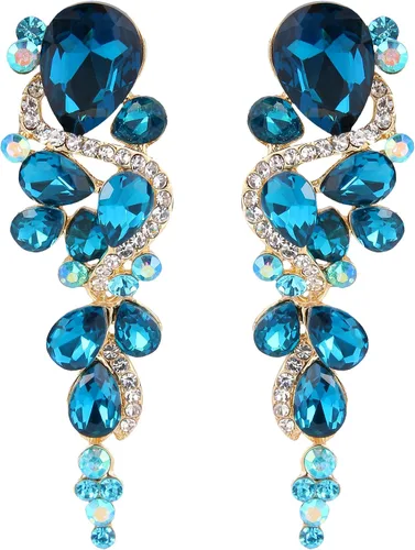 BriLove - aretes largos para mujer, bohemios, para boda o novia, diseño de lágrima