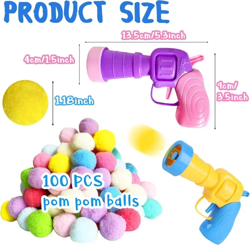 Miniatura 2 de 2 lanzadores de juguetes para gatos y 100 pelotas de pompón para gatos, lanzador de pelotas de juguete para gatos, juguete interactivo
