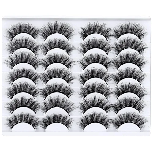 LANFLOWER Pestañas postizas de aspecto natural 3D, pestañas de visón sintético esponjosas, pestañas de volumen de 0.787 in, pestañas hechas a mano,