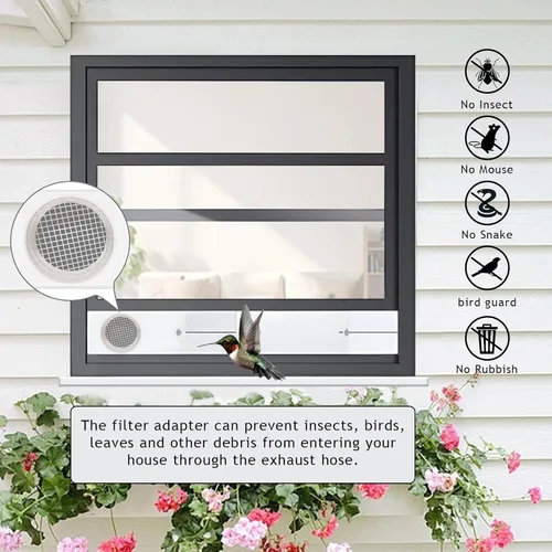 Miniatura 6 de Kit de ventilación de ventana, kit de ventana de aire acondicionado portátil, universal para conductos de 4 pulgadas/6 pulgadas y manguera de 5.1