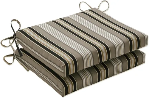 Miniatura 24 de Pillow Perfect Cojín cuadrado para asiento de silla esquinera para interiores y exteriores con lazos, relleno de fibra de felpa, resistente a