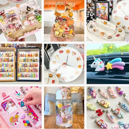 Miniatura 7 de 20 paletas de dulces kawaii, varios adornos de resina con parte trasera plana, suministros para manualidades, álbumes de recortes, decoración