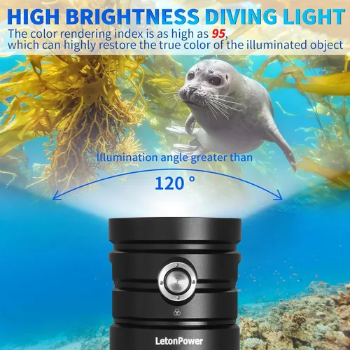 Miniatura 3 de TS Pro - Linterna de buceo, 25000 lúmenes, luz de video subacuática de 328.1 ft, luz de buceo, con carga tipo C para deportes profesionales al aire