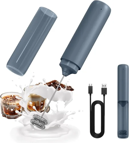 Miniatura 15 de CIRCLE JOY Espumador de leche recargable de mano, cabezal de batidor de doble bobina, espumador de café eléctrico, varilla espumadora de mano