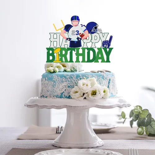 Miniatura 6 de Super Bowl - Decoración para pastel de feliz cumpleaños – Selección de pastel de fútbol americano – Decoración de pastel de jugador – Rugby Ball
