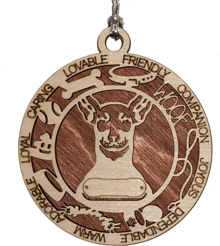 Miniatura 5 de Adorno de Navidad personalizado de madera para perro de 3 pulgadas, nombre y texto personalizables, hecho a mano en Estados Unidos, diseño de corte