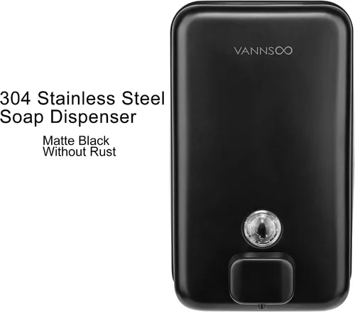 Miniatura 2 de Dispensador de jabón de manos montado en la pared, 40.6 fl oz, 40 onzas, dispensador de jabón líquido negro comercial de acero inoxidable para Negro