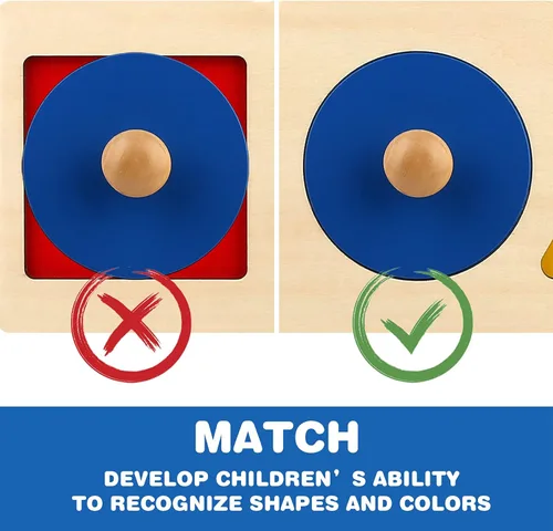 Miniatura 4 de Rompecabezas Montessori de Múltiples Formas, Primeras Formas, Rompecabezas de Madera con Perilla Jumbo, Rompecabezas de Formas Geométricas