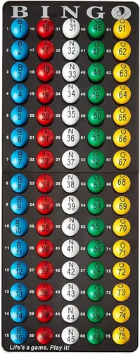 MR CHIPS Tablero maestro de bingo y bolas de bingo de 7/8 pulgadas fáciles de leer con números grandes y letras grandes resistentes a la Bolas de