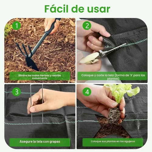 Miniatura 5 de Tela de Barrera de Malezas, Tela de Paisajismo de 4x300 pies, Tela Geotextil Tejida Resistente y Duradera de 3.2 oz, Alfombrilla de Cubierta