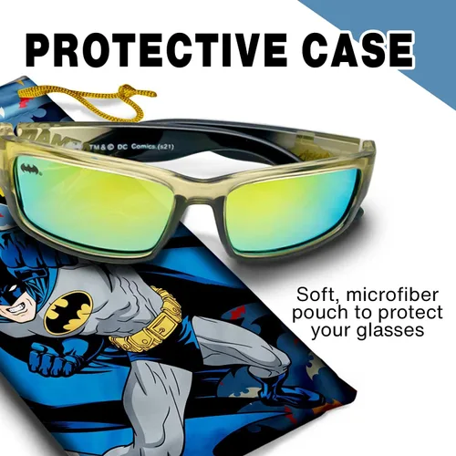 Miniatura 5 de DC Batman - Gafas de sol deportivas para niños, elegantes y duraderas, con protección UV, con funda de transporte suave, con licencia