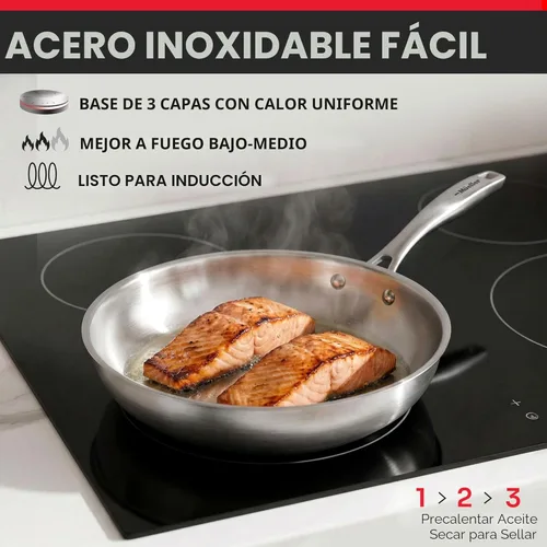 Miniatura 4 de Mueller Juego de ollas y sartenes de 17 piezas, Ultra-Clad Pro Juego de utensilios de cocina de acero inoxidable, mango ergonómico EverCool, Plateado