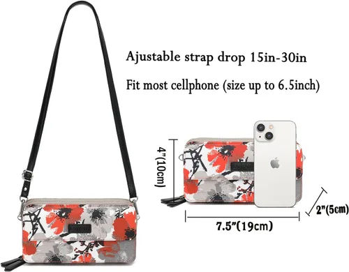 Miniatura 5 de Lanyani Cartera cruzada RFID con bolsillo para teléfono para mujer, cuero vegano