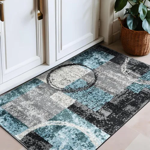 Miniatura 41 de Rugshop - Alfombra contemporánea con diseño abstracto de círculos, alfombra con respaldo de yute para entrada, cocina o habitación pequeña, marrón