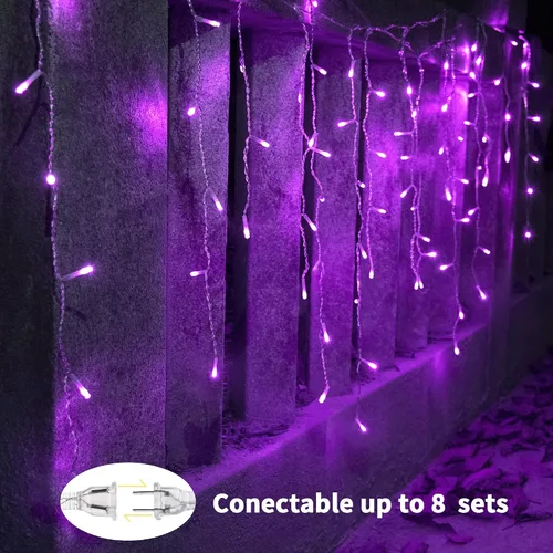 Miniatura 3 de YOLIGHT Guirnalda de luces LED de carámbano de 13 pies con controlador de función de memoria, cortina de luces de hadas para interiores, decoración