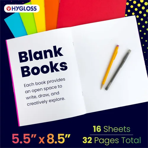 Miniatura 2 de Hygloss Libros en blanco – Paquete de 10 unidades – 5.5 x 8.5 pulgadas A5 colores surtidos – Libros en blanco de tapa blanda para que los niños