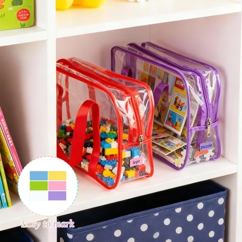 Miniatura 5 de 6 bolsas grandes de almacenamiento de juguetes, cajas de juguetes reutilizables de PVC transparente, organizador de juguetes de alta capacidad