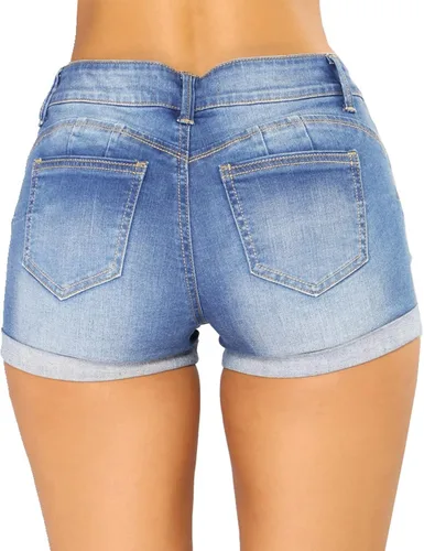 Miniatura 2 de Govc - Pantalones cortos de vaquero para mujer, estilo casual, de verano, con cintura media, elásticos