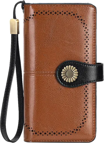 Miniatura 8 de SENDEFN Billeteras de cuero para mujer, tarjetero de crédito con bloqueo RFID, pulsera de gran capacidad with RFID Blocking, Large Capacity