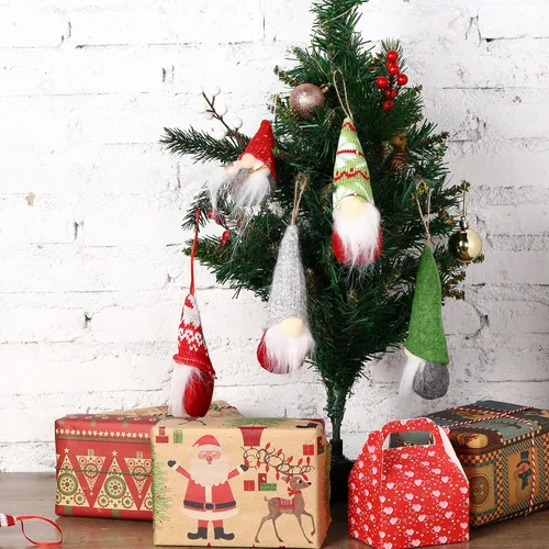 Miniatura 4 de 22 piezas de gnomos para árbol de Navidad, adornos colgantes hechos a mano, gnomos suecos Tomte, gnomos suecos, hechos a mano, gnomos de felpa, Papá