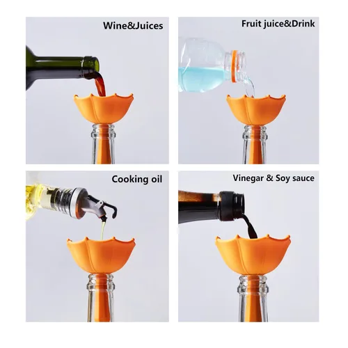 Miniatura 6 de Embudo plegable pequeño, tipo hongo, silicona de grado alimenticio, vino tinto, jugo, leche, bebidas, regalo de cocina de Año Nuevo (rojo navideño)