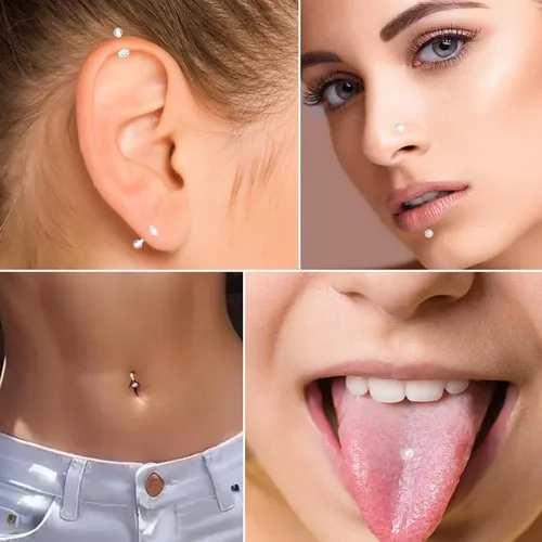 Miniatura 7 de Aretes transparentes de plástico para piercing deportivo, para el vientre, septum, ceja, labio, cartílago, tragus, labios, labio, retenedores