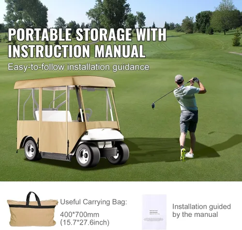Miniatura 7 de Happybuy Golf Cart Enclosure, 4-Person Golf Cart Cover, 4-Sided Fairway Deluxe, 300D Waterproof Driving Enclosure with Transparent Windows, Fit for