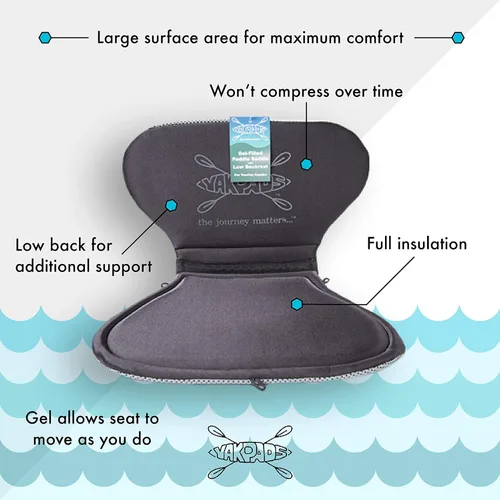 Almohadilla de asiento acolchada de respaldo bajo, almohadilla de asiento de gel para kayaks, cojín de asiento portátil para deportes acuáticos al