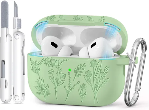 Miniatura 42 de Funda para Airpods Pro 3 con tapa magnética, fundas grabadas con flores para Apple AirPods Pro de 3ª generación 2025, funda de silicona suave