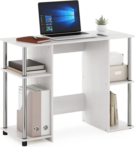 Miniatura 10 de Furinno Jaya - Escritorio de estudio para computadora, americano/acero inoxidable