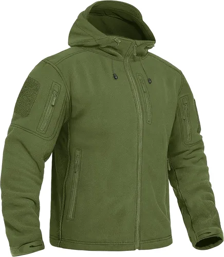 CRYSULLY Chaqueta con capucha de forro polar táctica militar para hombre, chaqueta de caza, chaqueta de invierno, chaqueta cortavientos, chaqueta