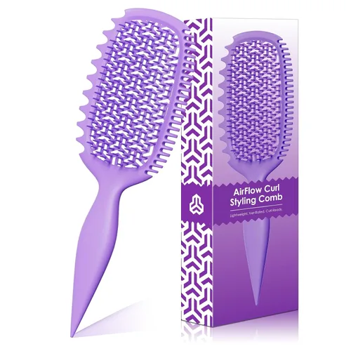 Miniatura 16 de Cepillo para definir rizos para cabello grueso y en bucles, cepillo de cerdas firmes TPEE para desenredar rizos gruesos 4A–4C, cepillo de dientes