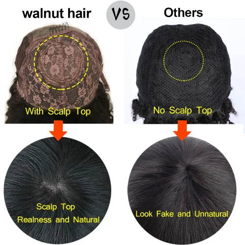 Miniatura 5 de Peluca de cabello humano rizado afro con flequillo, hecha a máquina, peluca superior del cuero cabelludo, sin pegamento, virgen, brasileño, afro
