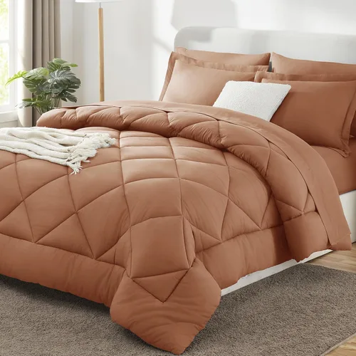 Miniatura 27 de CozyLux - Juego de edredón en una bolsa, para dormitorio universitario, todas las estaciones, edredón, sábanas y fundas para almohada y decorativas