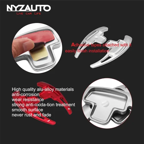 Miniatura 6 de Extensión de aleación de aluminio para aletas de cambio de marchas, compatible con Mercedes Benz A B E GLA GLK SLK M GL Class (Modelo A-Plata)