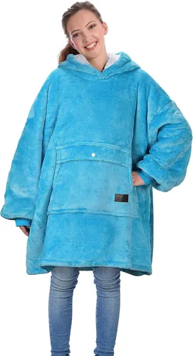 Miniatura 4 de Catalonia Sudadera tipo manta con capucha para niños, sudadera de sherpa extragrande para adolescentes jóvenes, idea de regalo Azul marino - Niños
