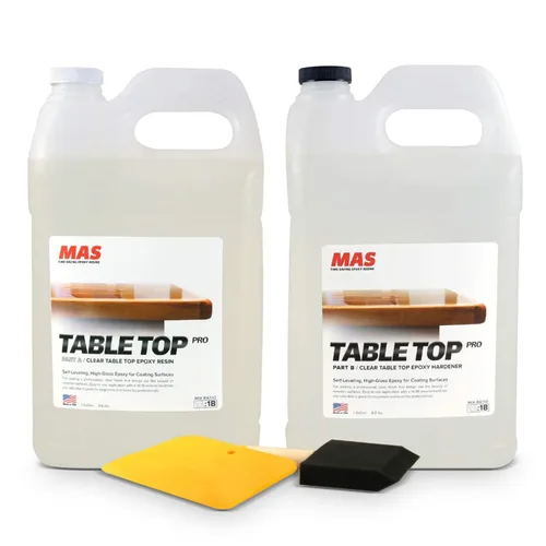 Miniatura 7 de Kit de resina epoxi MAS Table Top Pro, 1 galón, (0,5 gal parte A + 0,5 gal parte B) Resina transparente para fundición para manualidades DIY, artes