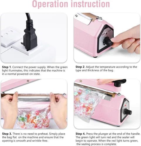 Miniatura 4 de METRONIC Sellador de impulso de 8 pulgadas, máquina selladora térmica manual para bolsas de plástico, selladores de bolsas retráctiles, máquina