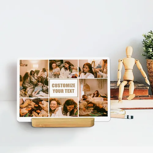 Miniatura 5 de Impresión de fotos de metal personalizada, soporte de bambú, marco de fotos personalizado, transferencia térmica HD, impermeable, varios tamaños