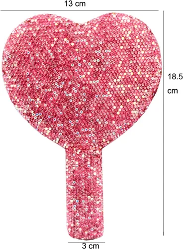 Miniatura 2 de Espejo de mano con forma de corazón con diamantes de imitación, espejo de maquillaje portátil y deslumbrante para retoques sobre la marcha