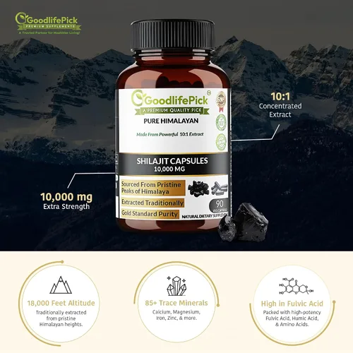 Miniatura 2 de Cápsulas puras de Shilajit del Himalaya. Shilajit natural de máxima fuerza rica en trazas minerales y ácido fúlvico. Abastecimiento de alta altitud.