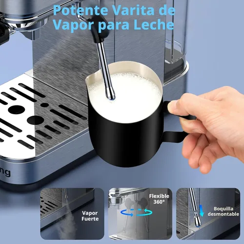 Miniatura 6 de URintells Cuising Máquina de Espresso de 20 Bar, Cafetera de Espresso con Pantalla Táctil con Espumador de Leche al Vapor, Máquina de Café de Acero