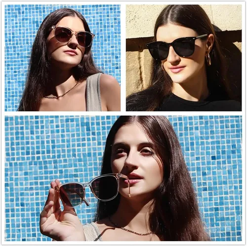 Miniatura 39 de FIMILU Paquete de 2 lentes de sol polarizados para mujer, lentes de protección UV400, montura grande, lentes de moda, elegantes