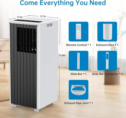 Miniatura 7 de Aire acondicionado portátil de 8000 BTU, acondicionador portátil 3 en 1 con control remoto para habitación, unidad de refrigeración compacta de CA