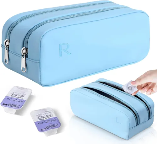 Organizador portátil diario para lentes de contacto, dispensador de lentes de contacto desechable, estuche de almacenamiento de viaje con etiqueta R