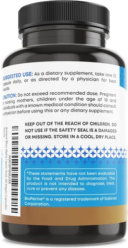 Miniatura 6 de Ancient Bliss Suplemento de ácido alfa lipoico, antioxidante y apoyo energético, suplemento ALA con bioperina, sin gluten y soja, 600 mg por