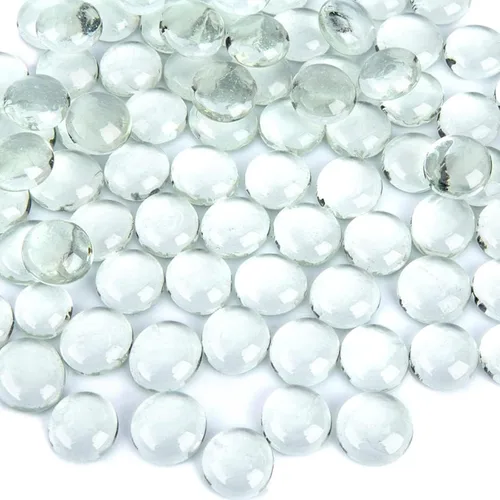 FUTUREPLUSX Canicas de vidrio plano transparente de 5 libras, 500 piezas de gemas planas transparentes para acuario, guijarros de acuario, cuentas